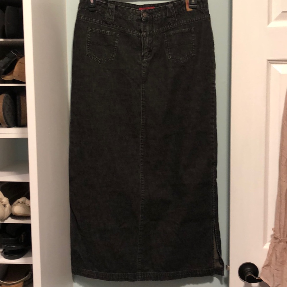 Black denim long skirt/maxi